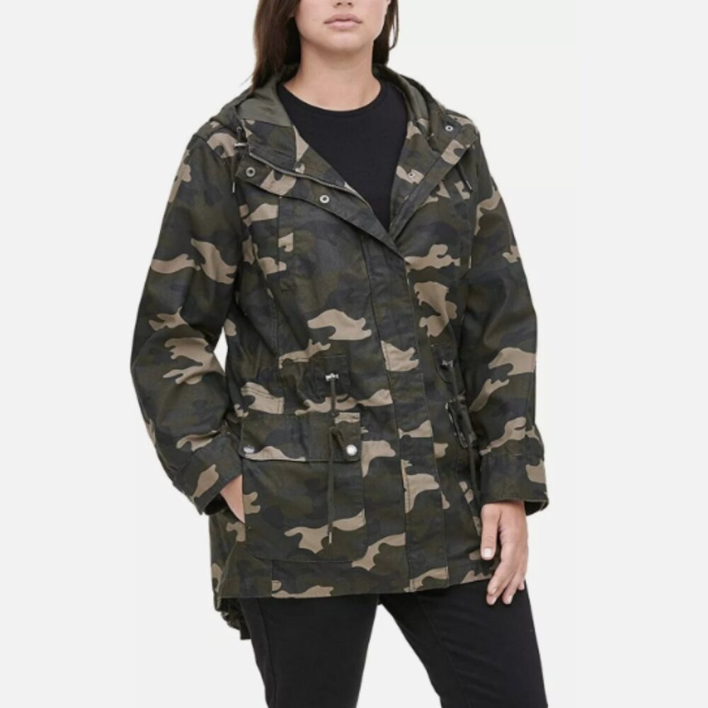 LEVI'S I NWT Green Camo Camouflage Zip-Front Fishtail Anorak Hooded Jacket, S - Picture 2 of 16